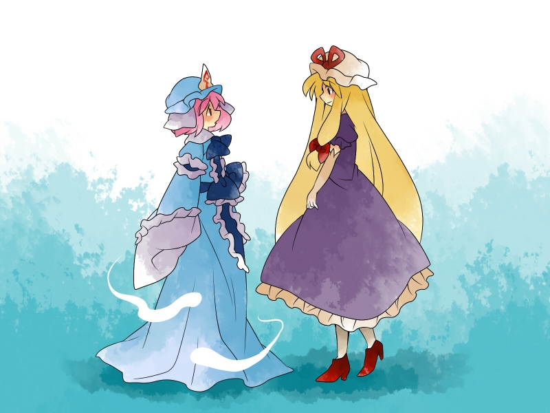 yakumo yukari and saigyouji yuyuko (touhou) drawn by hammer_(sunset_beach)