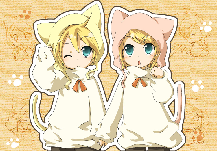kagamine rin and kagamine len (vocaloid) drawn by izumi_yuu_(mee)