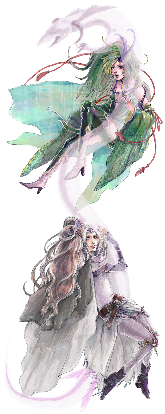 rydia and rosa farrell (final fantasy and 1 more) drawn by mmr