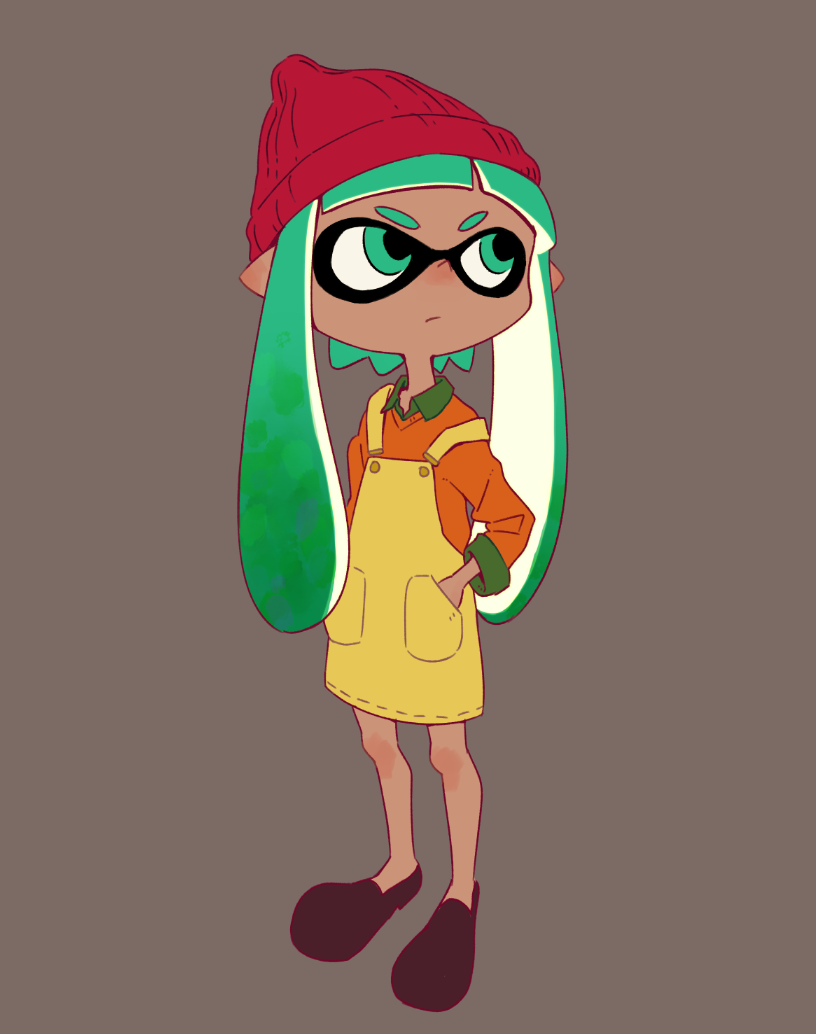 inkling player character and inkling girl (splatoon and 1 more) drawn by ammonio