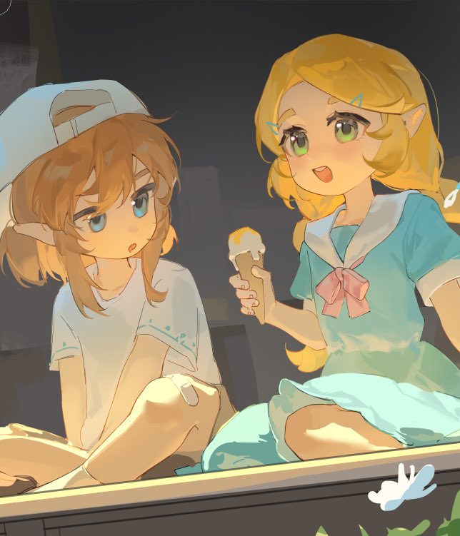 link and princess zelda (the legend of zelda and 1 more) drawn by yumiyumo3o