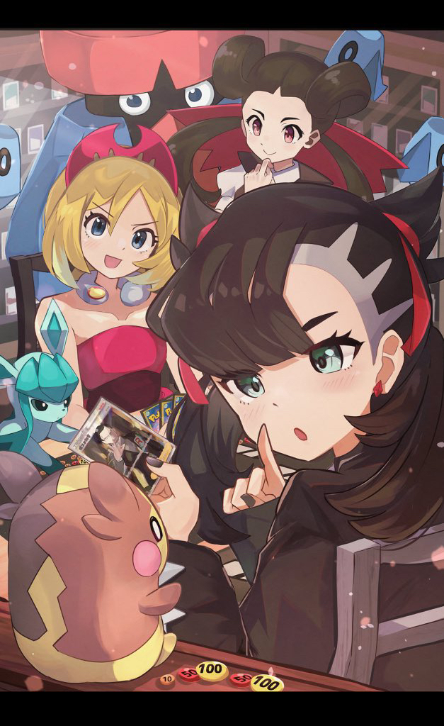 marnie, glaceon, morpeko, irida, giovanni, and 2 more (pokemon and 3 more) drawn by umiru