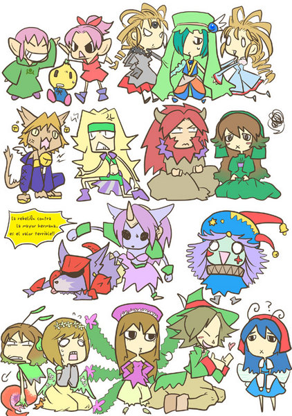 sierra, lady pearl, lisa, elle, elazul, and 3 more (seiken densetsu and 2 more) drawn by akuta_(shirokuma_pastel)