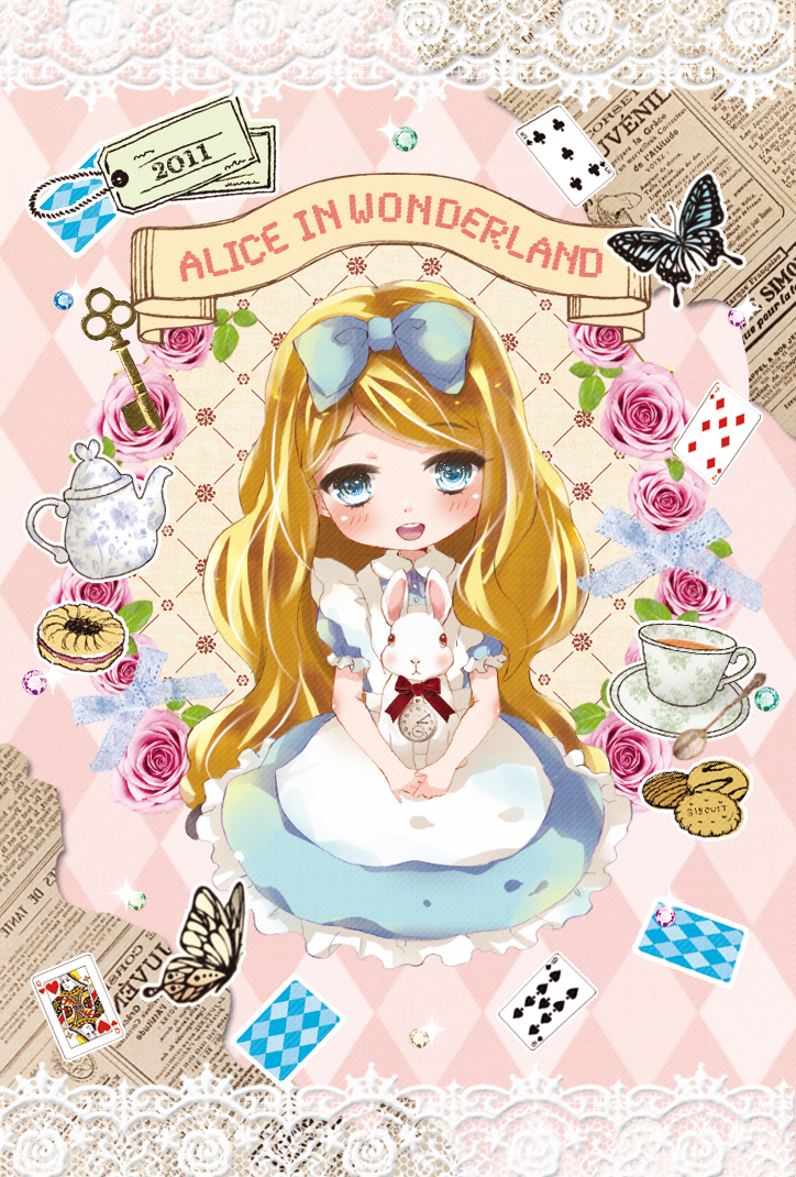 alice and white rabbit (alice's adventures in wonderland) drawn by tottsuan