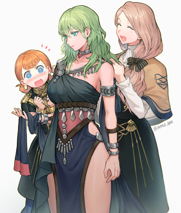 female byleth, mercedes von martritz, and annette fantine dominic (fire emblem and 1 more) drawn by apple_brk