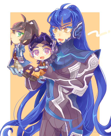 protagonist, flynn, and aleph (shin megami tensei and 3 more) drawn by shooting428star