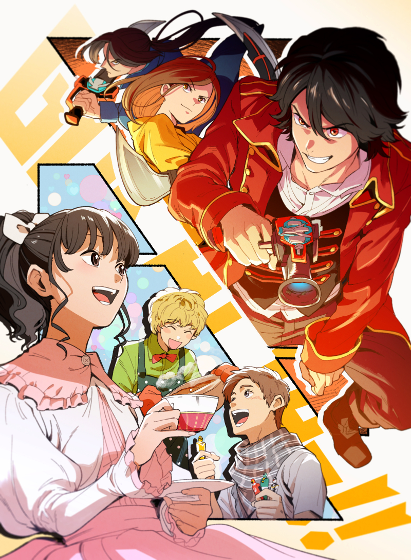 luka millfy, ahim de famille, captain marvelous, joe gibken, don dogoier, and 3 more (super sentai and 1 more) drawn by t_k_g