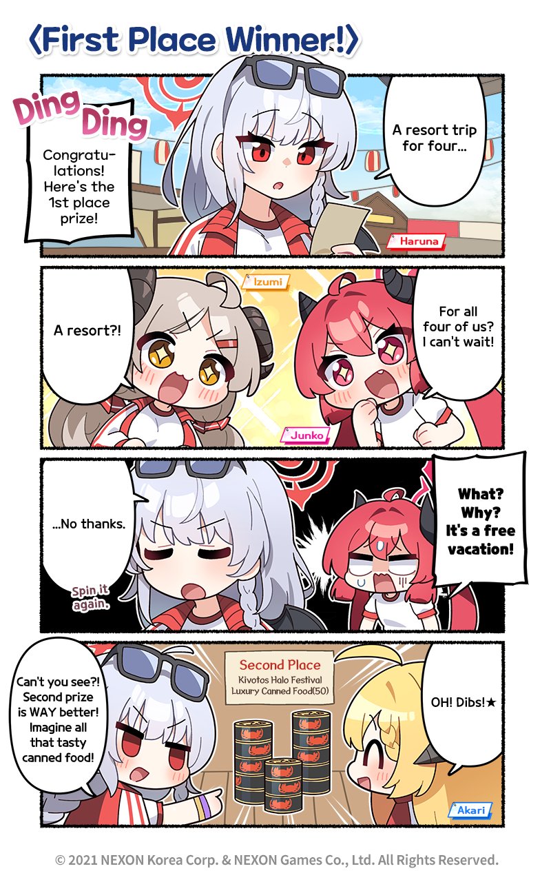 haruna, junko, izumi, and akari (blue archive) drawn by donmin_h