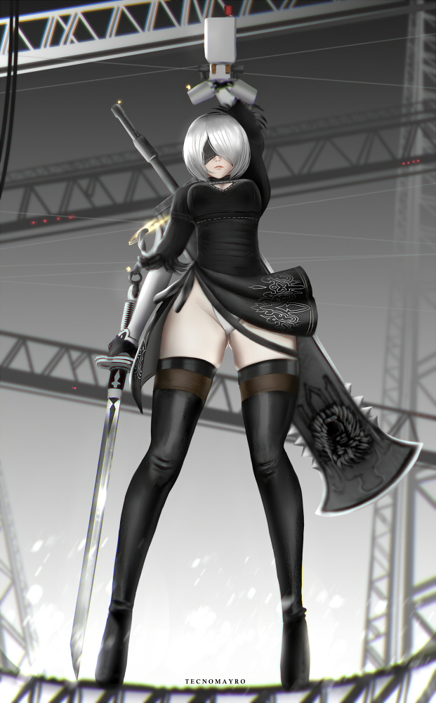 2b and pod (nier and 1 more) drawn by tecnomayro