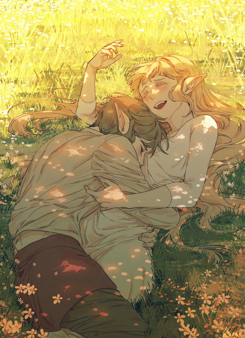 link and princess zelda (the legend of zelda and 1 more) drawn by pu_hegg