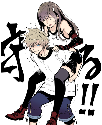 tifa lockhart and cloud strife (final fantasy and 2 more) drawn by mono0805