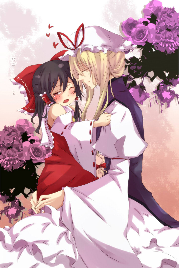 hakurei reimu and yakumo yukari (touhou) drawn by toudou_(dolce)
