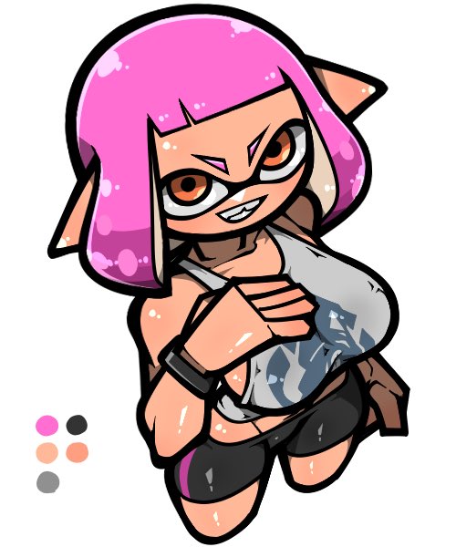 inkling player character and inkling girl (splatoon) drawn by name_omoitukan2