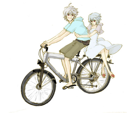 ayanami rei and nagisa kaworu (neon genesis evangelion) drawn by lrk