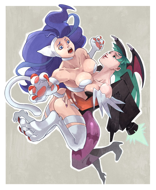 morrigan aensland and felicia (darkstalkers) drawn by ai-eye
