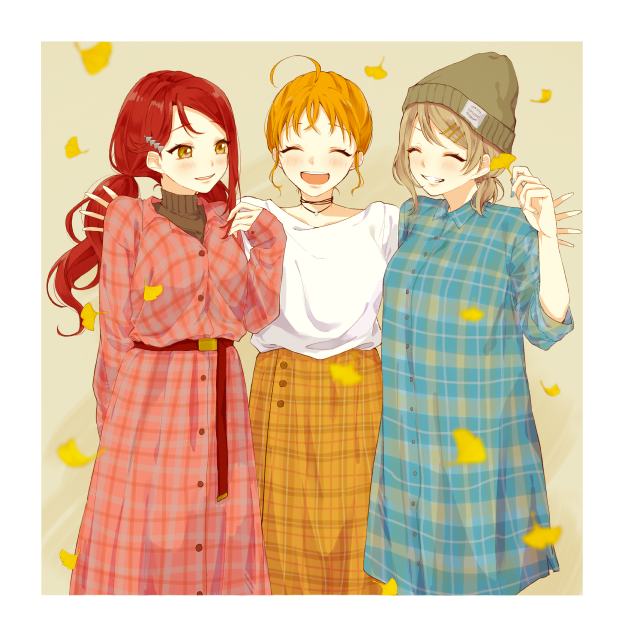 watanabe you, sakurauchi riko, and takami chika (love live! and 1 more) drawn by azuma_(no488888)