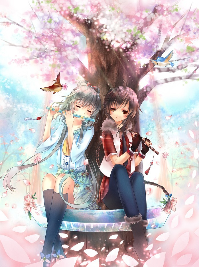 luo tianyi and yuezheng ling (vocaloid and 2 more) drawn by jiji_(381134808)