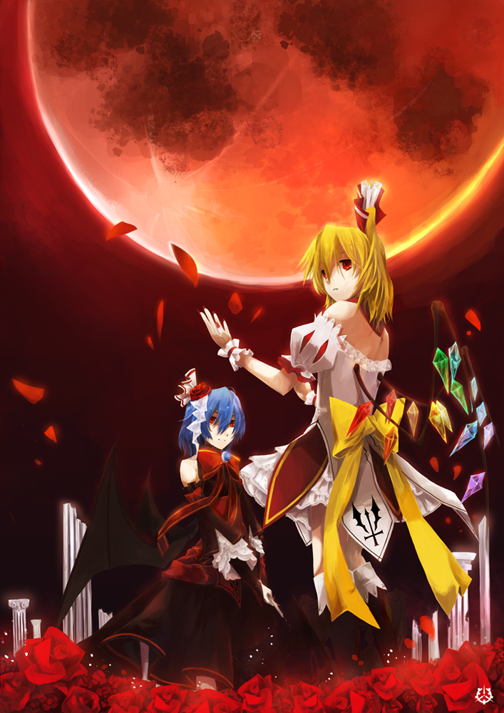 remilia scarlet and flandre scarlet (touhou) drawn by areazero