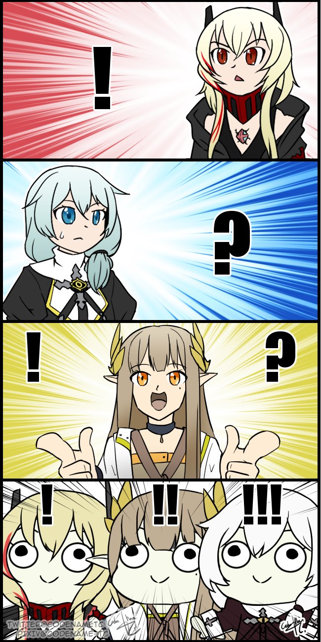 theresa apocalypse, m4 sopmod ii, muelsyse, and tamura yukari (arknights and 3 more) drawn by codename-tc