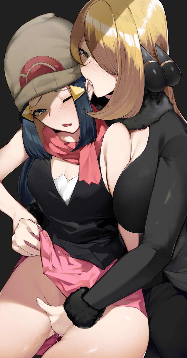 dawn and cynthia (pokemon and 1 more) drawn by yuuyuu_(yuuki1771)