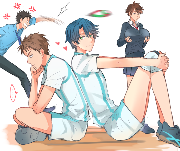 kashima yuu, oikawa tooru, hori masayuki, and iwaizumi hajime (haikyuu!! and 1 more) drawn by warable