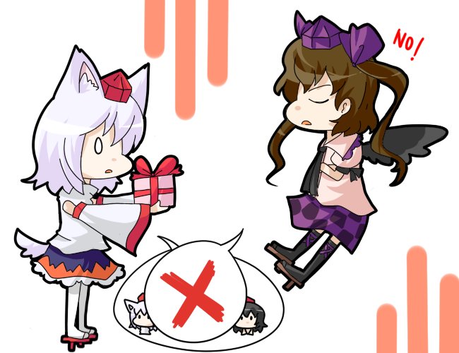 shameimaru aya, inubashiri momiji, and himekaidou hatate (touhou) drawn by kuzugitsune_(inarikami)