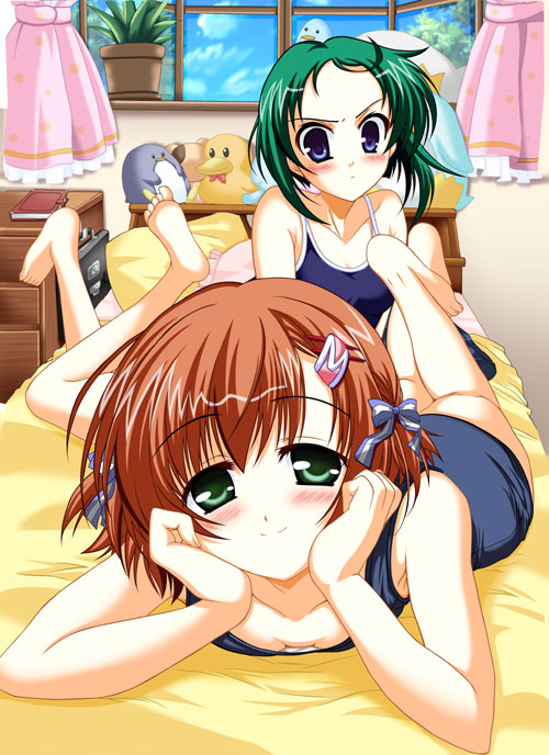 aizawa moyu and mamiya sukuru (imouto ni! sukumizu kisetara nugasanai!) drawn by ikeda_jun_(aquaqua)
