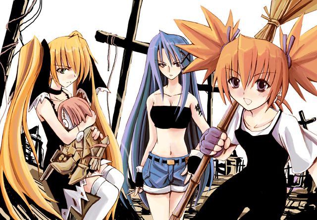 marion phauna, matilda matisse, chuck, and kanna bismarch (shaman king) drawn by kotonemaru