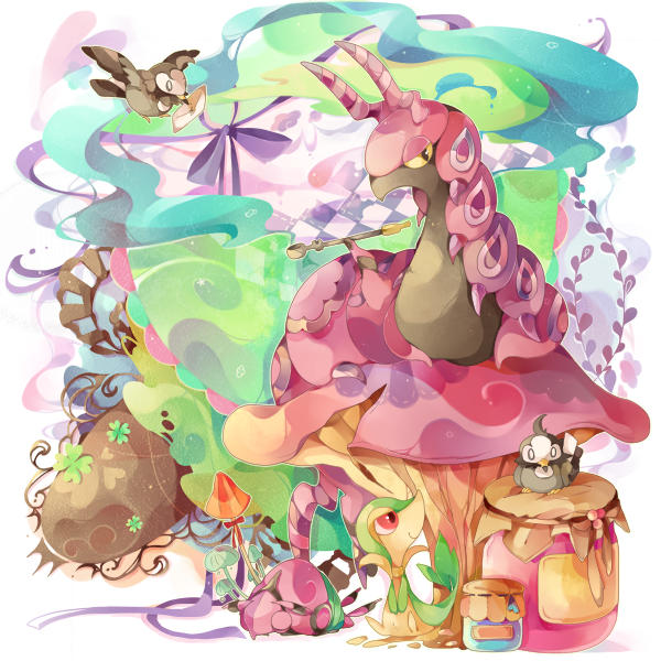 snivy, scolipede, starly, and venipede (pokemon) drawn by coco7
