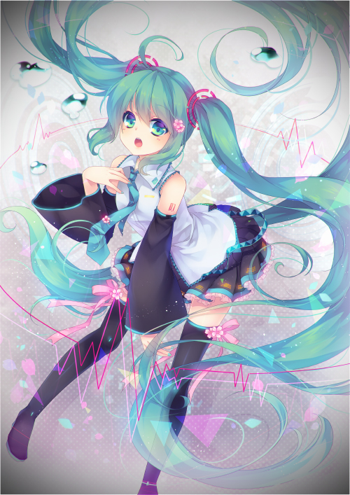 hatsune miku (vocaloid) drawn by shinia