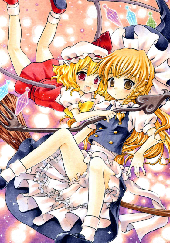 kirisame marisa and flandre scarlet (touhou) drawn by funnyfunny