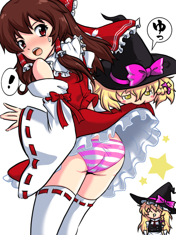 hakurei reimu and kirisame marisa (touhou) drawn by namuro
