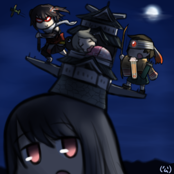 sendai, hiryuu, fusou, failure penguin, and shikano (kantai collection and 1 more) drawn by hamu_koutarou