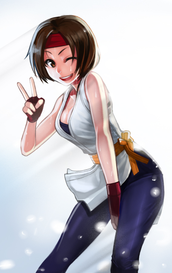 yuri sakazaki (the king of fighters and 2 more) drawn by goomrrat