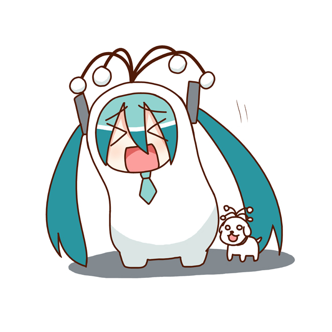 hatsune miku, chibi miku, and hamo (vocaloid and 1 more) drawn by minami_(colorful_palette)