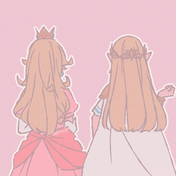 princess zelda and princess peach (the legend of zelda and 3 more) drawn by bellhenge