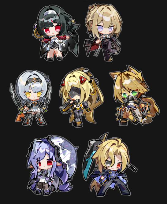 evelyn chevalier, vivian banshee, astra yao, anby demara, pulchra fellini, and 2 more (zenless zone zero) drawn by grape_(grapedraws)