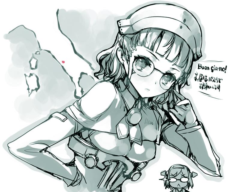 kirishima and roma (kantai collection) drawn by hirotaka_akg
