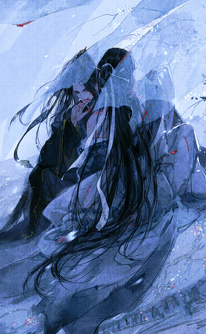 chu wanning, mo ran, and taxian-jun (erha he tadebai mao shizun) drawn by yishangui