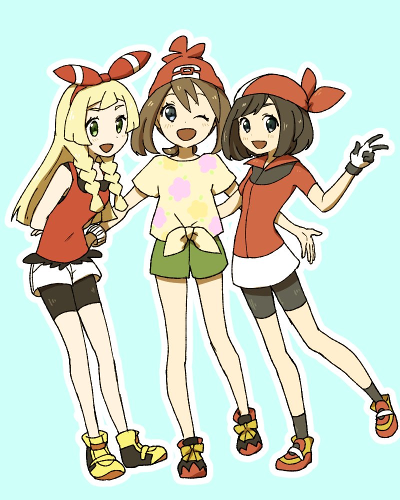 lillie, may, and selene (pokemon and 3 more) drawn by miu_(miuuu_721)