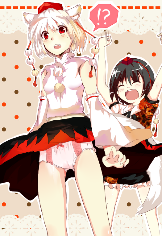 shameimaru aya and inubashiri momiji (touhou) drawn by idrua