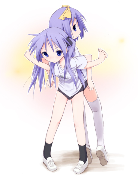 hiiragi kagami and hiiragi tsukasa (lucky star) drawn by kuroba_u
