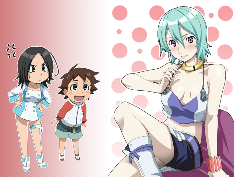 eureka, renton thurston, and talho yuuki (eureka seven) drawn by isse