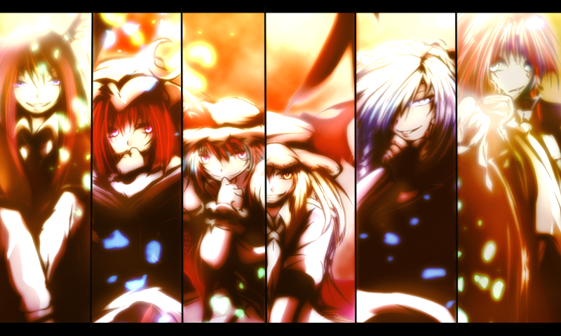 remilia scarlet, flandre scarlet, izayoi sakuya, patchouli knowledge, hong meiling, and 1 more (touhou) drawn by shiba_yuuki