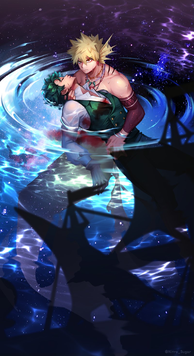 midoriya izuku and bakugou katsuki (boku no hero academia) drawn by seoltang_(nitro_sugar)