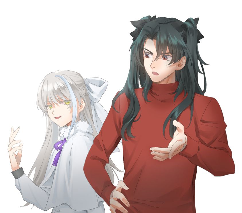 tohsaka rin, white len, archer, and zheng chenggong (fate and 1 more) drawn by keclpshvli