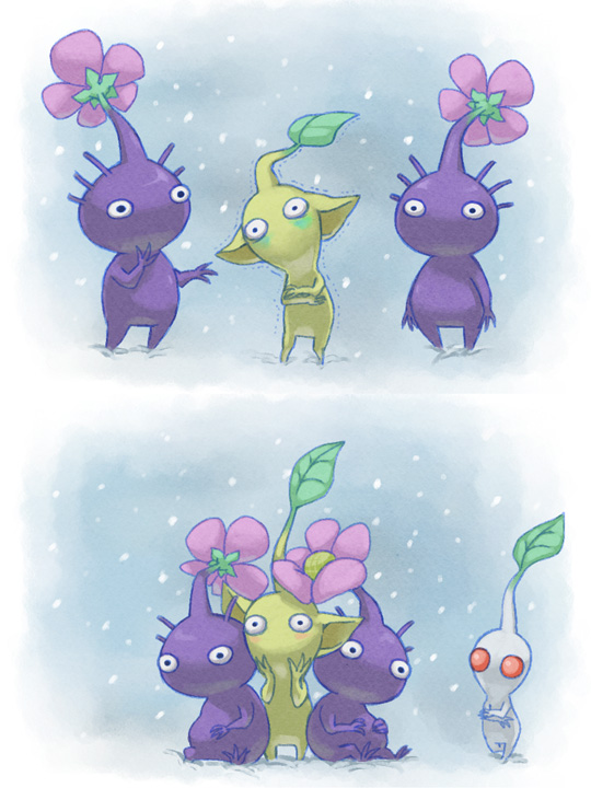 yellow pikmin, purple pikmin, and white pikmin (pikmin) drawn by naru_(wish_field)