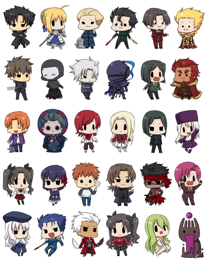 artoria pendragon, saber, tohsaka rin, illyasviel von einzbern, gilgamesh, and 23 more (fate and 5 more) drawn by hachi_(gaoo)