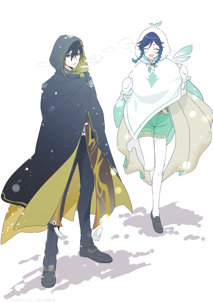 zhongli and venti (genshin impact) drawn by 4s4s8_g