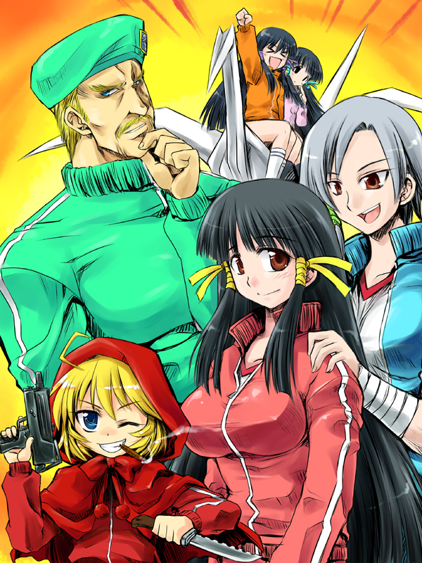 b.b. hood, kasuga maori, and general (darkstalkers and 3 more) drawn by inusurvivor